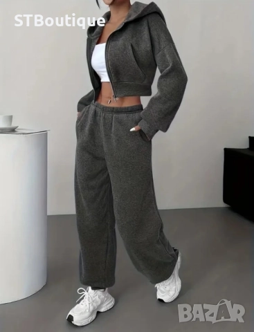 🩷🤍🩵🩶Дамски ежедневен комплект – Суичър с паднали рамене + Джогър панталон🩷🤍🩵🩶, снимка 15 - Спортни екипи - 52424377