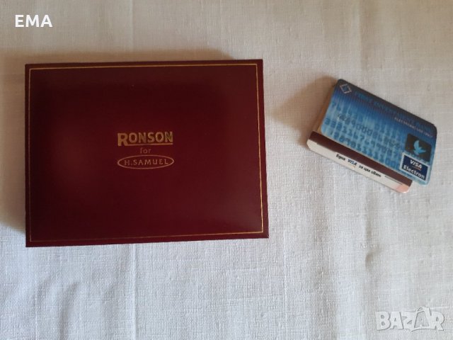 Стара луксозна кутия Ronson for H.Samuel /Кибрит First Investment Bank*VISA за Колекция, снимка 1 - Антикварни и старинни предмети - 32876015