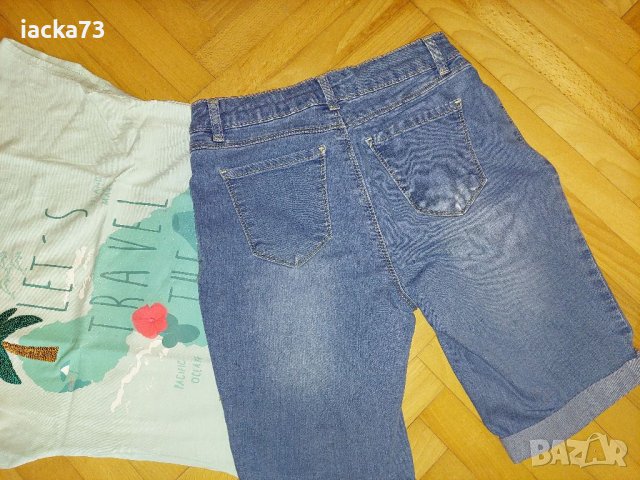 Къси дънкови панталонки Waikiki и блузка H&M, снимка 4 - Детски комплекти - 37681899