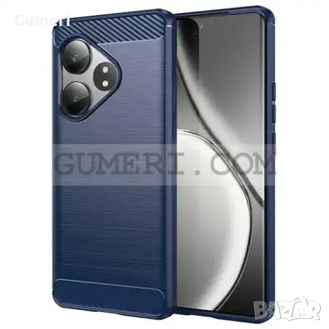 Realme GT 6 Противоударен Силиконов Гръб - Карбон ''Шарк'', снимка 3 - Калъфи, кейсове - 48037181