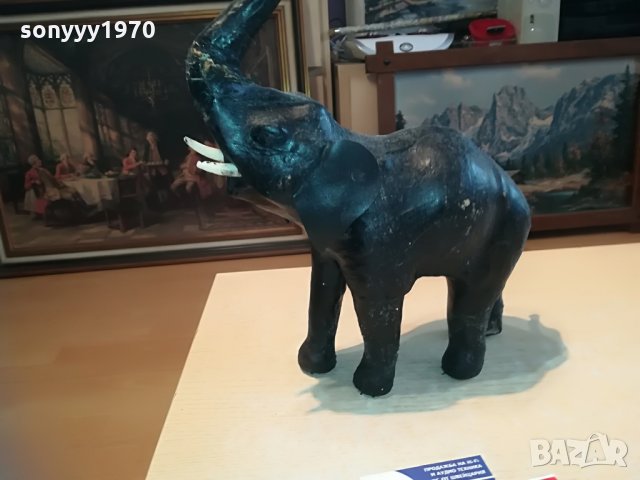 голям кожен слон-35х32х12см-внос швеицария, снимка 8 - Колекции - 28337821