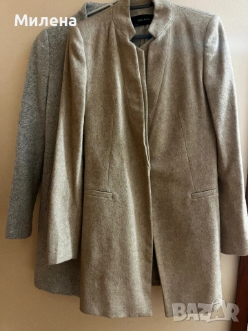 Zara палто - сиво и бежово в комплект