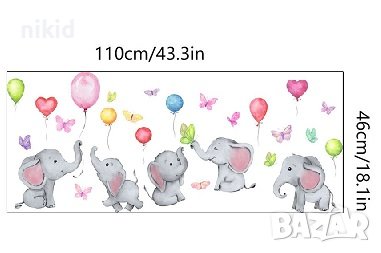 5 слончета слон слонче слона детски стикер за стена детска стая самозалепващ, снимка 3 - Други - 38205918
