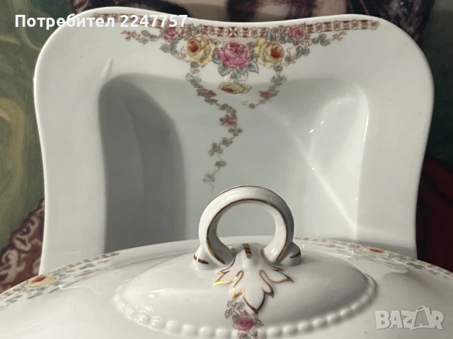 Античен супник с купа порцелан, снимка 4 - Антикварни и старинни предмети - 53301691