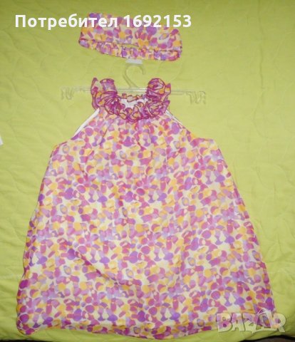 Копринена рокля/туника с лента за глава 5 год, 110 см, снимка 7 - Детски рокли и поли - 32893395