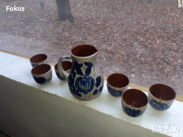 Сервиз за вино немска глазирана керамика, снимка 2 - Антикварни и старинни предмети - 53445388