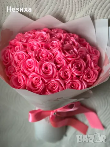 Сатенени букети , снимка 2 - Изкуствени цветя - 47982730