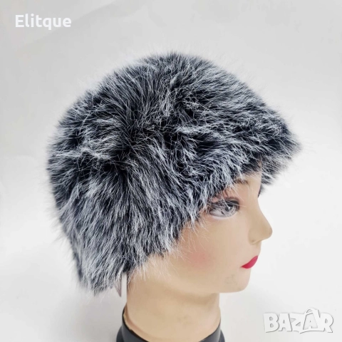 Дамска шапка с дълъг пухкав косъм – топлина и класа през зимата, снимка 4 - Шапки - 52687631