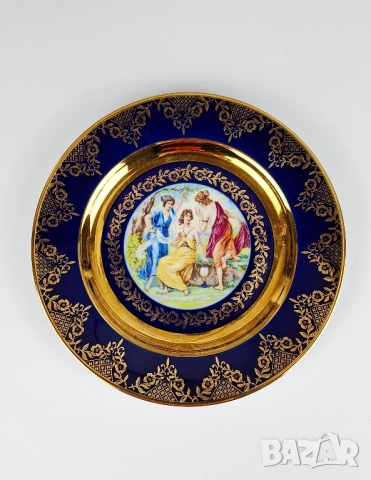 Кобалтови чинии с трите грации - Чехословакия, снимка 5 - Чинии - 50169015