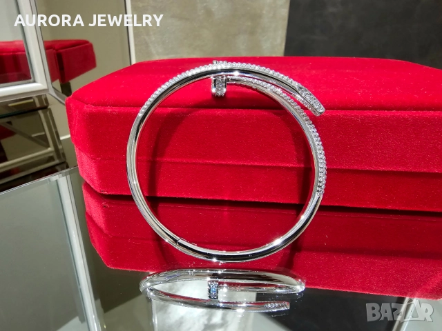 CARTIER Nail Juste un Clou Silver Large Paved Diamonds Гривна Пирон, снимка 4 - Гривни - 52843802