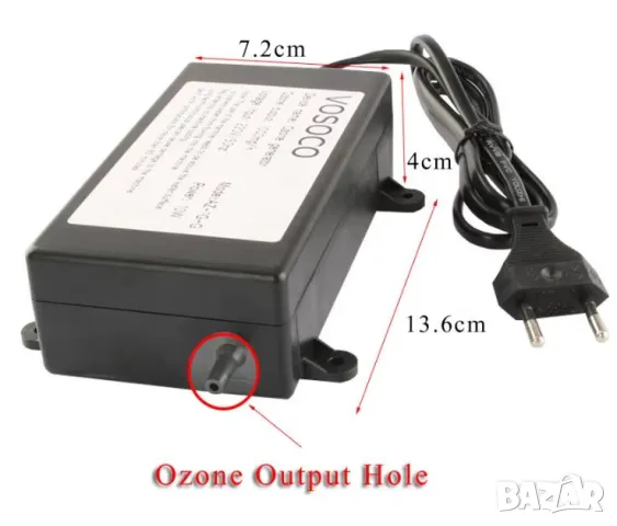 Портативен Генератор на Озон Генератор 1000mg/h 10W Озонатор Битов Генератор на Озон за Вода +Въздух, снимка 7 - Други - 48212293