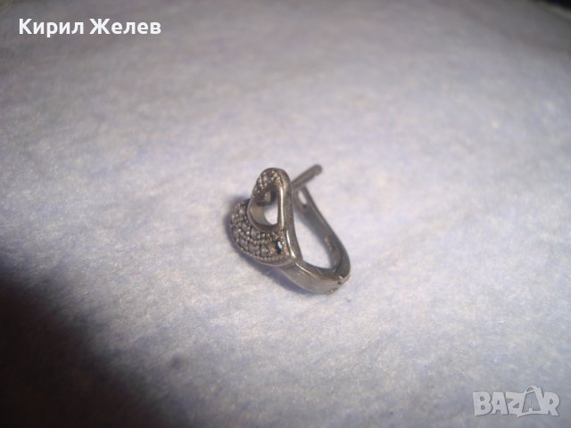 СТАРА АНГЛИЙСКА СЪРЦЕВИДНА СКЪПОЦЕННА АР ДЕКО ОБЕЦА ОКСИДИРАНО СРЕБРО 925 с ФАСЕТИРАНИ ЦИРКОНИ 32419, снимка 9 - Обеци - 38330616