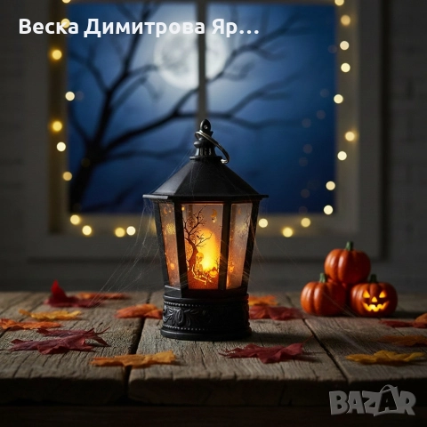 Декоративен LED фенер за Хелоуин – Реалистичен пламък и тематични шарки
