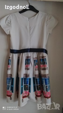 128 Савтекс бяла празнична рокля с прозорчета, снимка 3 - Детски рокли и поли - 38607629