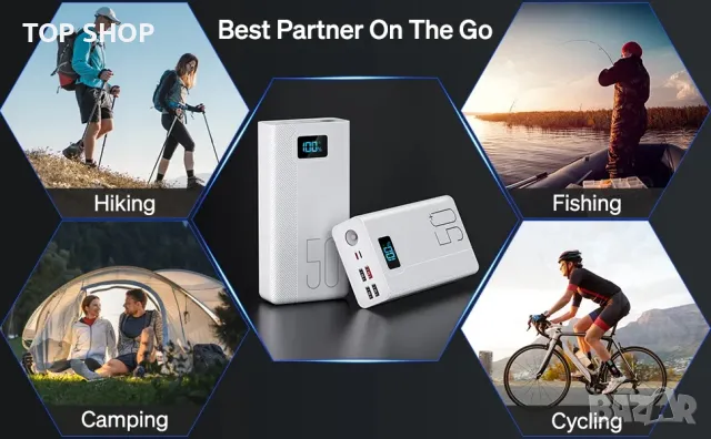 Powerbank 50 000 mAh Преносимо зарядно устройство 22,5 W бързо зареждаща се външна батерия, снимка 12 - Външни батерии - 49049728