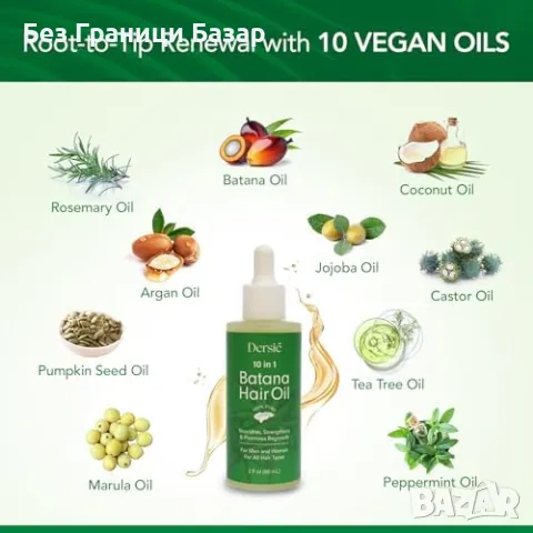 Ново Хидратиращо Батана Масло с 9 Натурални Масла за Коса Укрепване, снимка 2 - Продукти за коса - 49278692