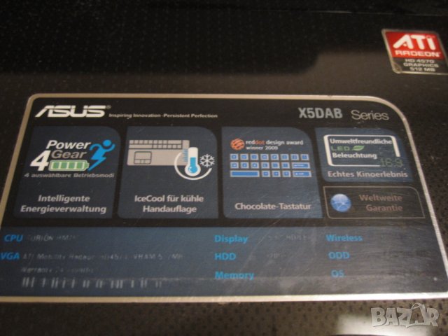 Продавам лаптоп ASUS X5DAB със зарядно - за части, снимка 6 - Части за лаптопи - 27216328