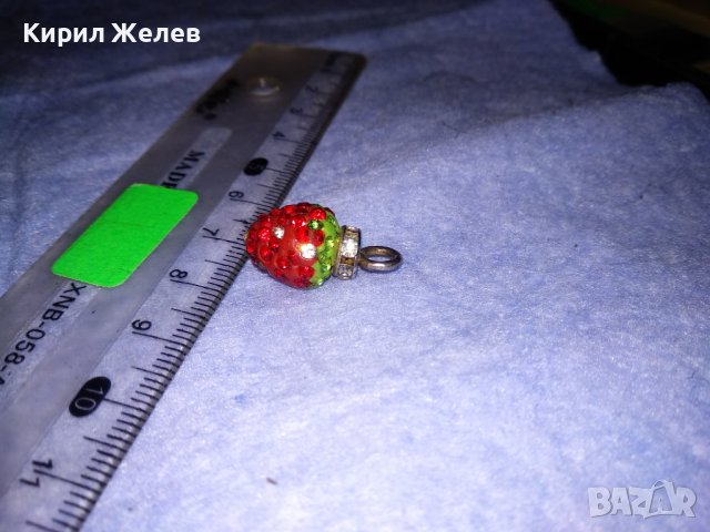 СТАР ФИГУРАЛЕН ЕМАЙЛИРАН ВИНТИДЖ - АРТ МЕДАЛЬОН ЯГОДКА с РАЗНОЦВЕТНИ КРИСТАЛЧЕТА 37041, снимка 7 - Антикварни и старинни предмети - 39934562