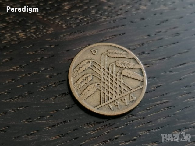 Райх монета - Германия - 10 пфенига | 1924г.; серия D, снимка 2 - Нумизматика и бонистика - 26805894