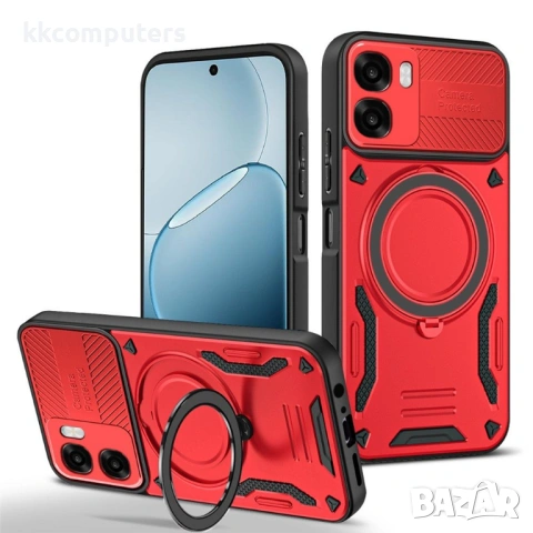 Магнитен Калъф за Oppo A6x 5G / A6x 4G - TPU + PC, 360° Въртяща се Стойка, Военна защита, Airbag ъгл, снимка 2 - Калъфи, кейсове - 53564114