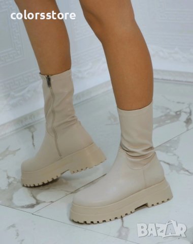 Равни боти - бежова кожа с бежово ходило - NBS1