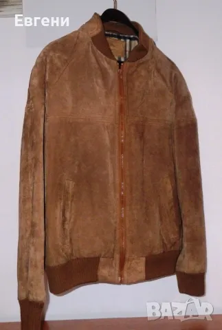 Топло яке тип "бомбър" от естествена кожа „набук”, снимка 6 - Якета - 47971988