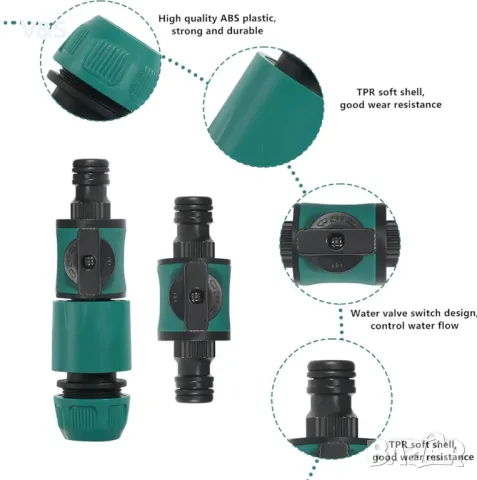  Съединител за маркуч с регулиращи кранове, 6 части Бърз конектор за , снимка 4 - Напояване - 49907611