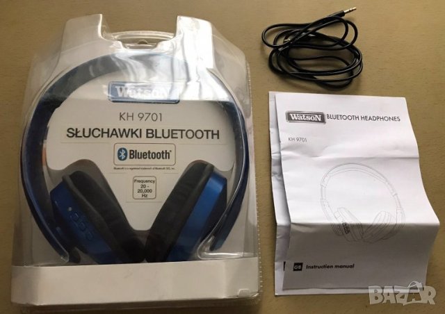 BLUETOOD БЛУТУУД слушалки WATSON + AUX 3,5мм вход за MP3 KH 9701, снимка 1 - Bluetooth слушалки - 39869251