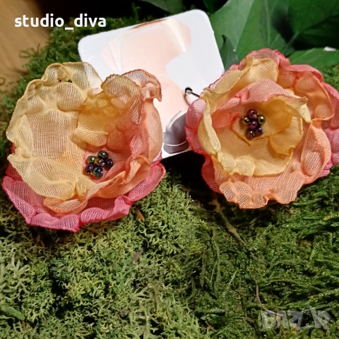 Обеци цветя, снимка 2 - Обеци - 52284296