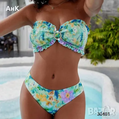 Сет от 3 части бански костюм с панталони М-ка, снимка 2 - Бански костюми - 48160039