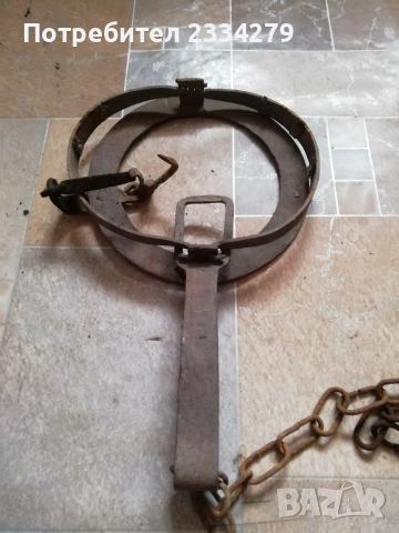 Стар автентичен вълчи капан, ръчно изкован. , снимка 2 - Антикварни и старинни предмети - 53526422