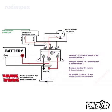 Безжично дистанционно за лебедка 12V - за джип - камион - SUV - ATV - контролен модул - контролер, снимка 3 - Аксесоари и консумативи - 37991965