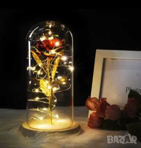 LED Светеща Роза под стъклен похлупак(Червена или многоцветна), снимка 2 - Други - 27880492