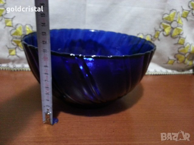 Стъклена купа кобалт , снимка 3 - Антикварни и старинни предмети - 43356471