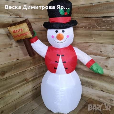 Снежен човек,надуваем,LED светлини,многоцветен, снимка 4 - Декорация за дома - 52262747