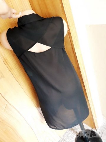 Черна риза туника с гол гръб от шифон М, снимка 3 - Ризи - 26742803
