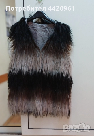 Дамски преливащ елек с дълъг косъм