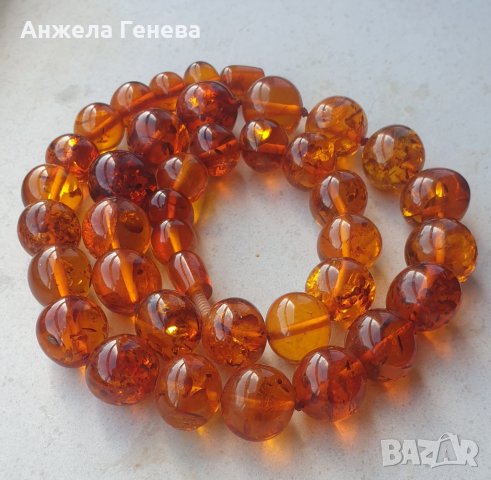 Стилно колие от балтийски естествен кехлибар, цвят коняк, снимка 2 - Антикварни и старинни предмети - 37866552