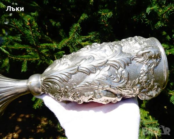 Бокал от калай,чаша за вино,глава на Овен,Ангели,барок., снимка 13 - Антикварни и старинни предмети - 51253524