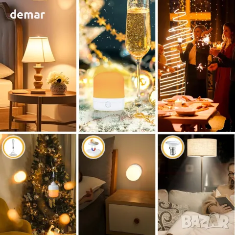 Joyes 2 броя  E14 7W акумулаторни LED крушки, USB-C зареждане, 12-цветни RGB, димируеми,дистанционно, снимка 6 - Крушки - 49284846