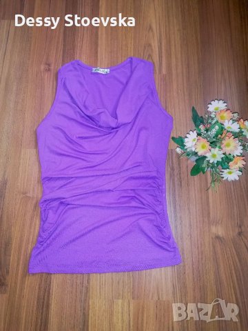 Лилав топ с гръцко деколте 