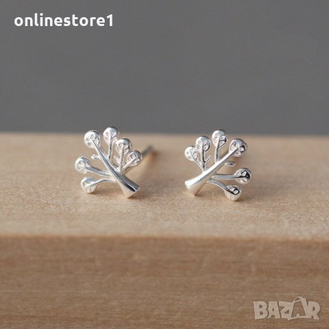 Сребърни Обеци Клонове на живота - 925 печат сребро BA214, снимка 3 - Обеци - 28147641