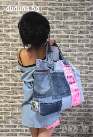 Страхотна дънкова дамска чанта, нов модел на duduna.bg!, снимка 2 - Чанти - 51055660