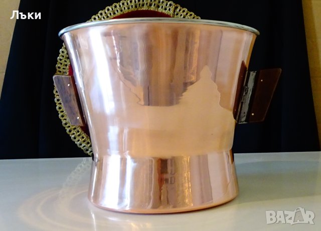 Медна шампаниера,медна тенджера,съд с двойни стени. , снимка 3 - Антикварни и старинни предмети - 40388441