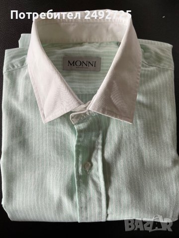 Риза мъжка зелено бяло , марка MONINI, снимка 1 - Ризи - 42935287