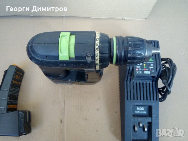 винтоверт Festool CDD12FX комплект 12V NiMH - две батерии 3.0Ah и зарядно, отличен, снимка 3 - Винтоверти - 43942983