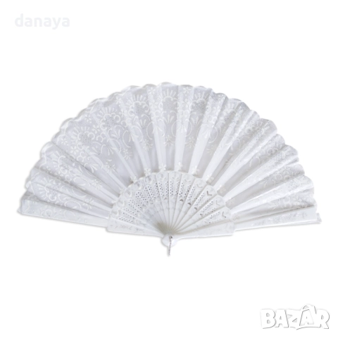 5995 Стилно дамско ветрило за разхлаждане Черно и бяло, снимка 2 - Други - 51785193