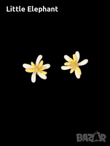 Сребърни обеци цвете с тичинки,колекция"Flowers",yellow/нови