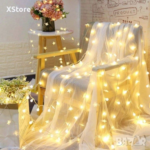 Последни бройки! Светещи коледни LED лампички със звездички с щепсел., снимка 3 - Лед осветление - 51993114