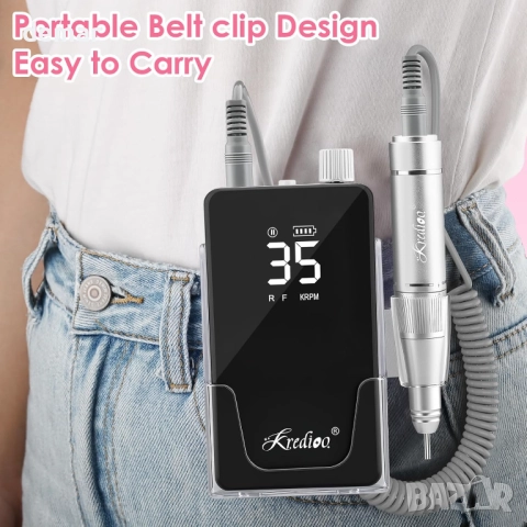Kredioo пила за нокти 35 000 об/мин, преносима 2-в-1 настолна акумулаторна, снимка 2 - Продукти за маникюр - 52303002